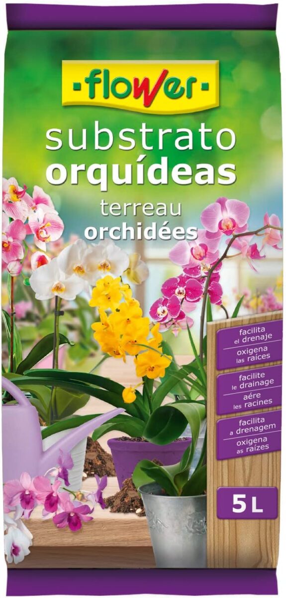 Sustrato Orquídeas Marca flower, 5L, Ideal para Plantas Epífitas