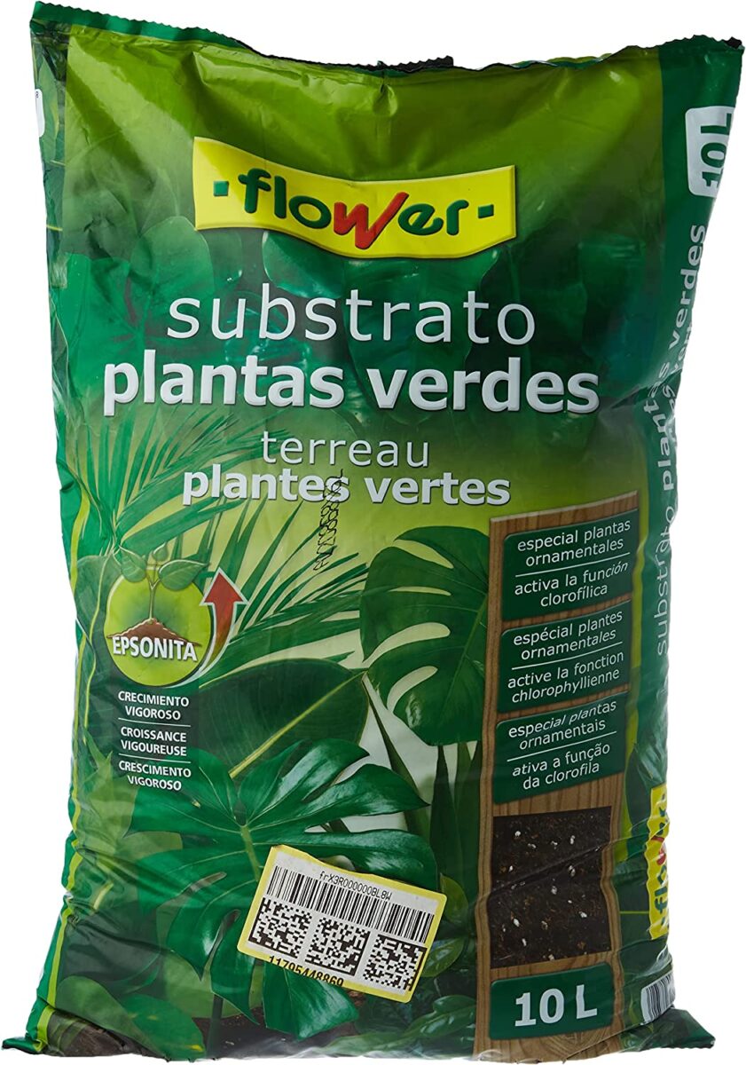 Flower Sustrato Plantas Verdes 10L, Ideal para Plantas Ornamentales y Decorativas